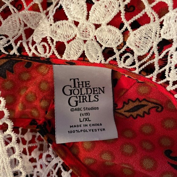 The Golden Girls Official Licensed Red Polka Dot Midi Dress with Crochet Collar - Picture 5 of 6